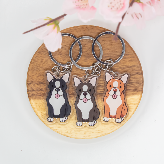 Boston Terrier Pet Dog Keychains Epoxy/Acrylic Keychain