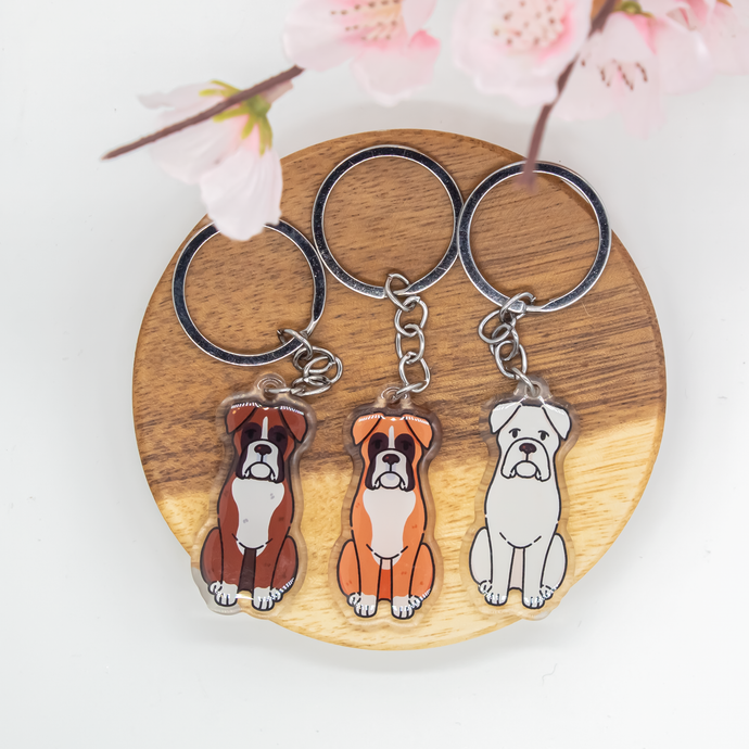Boxer Pet Dog Keychains Epoxy/Acrylic Keychain