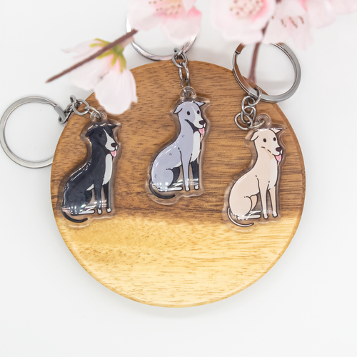Grey Hound Pet Dog Keychains Epoxy/Acrylic Keychain