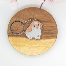 Load image into Gallery viewer, Brown White Holland Lop Bunny Keychains Epoxy/Acrylic Keychain
