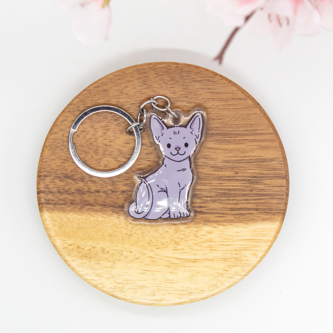 Gray Sphynx Cat Keychain Epoxy/Acrylic Keychain