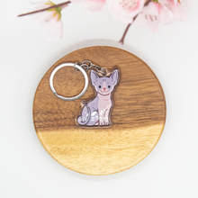 Load image into Gallery viewer, Gray Pink Sphynx Cat Keychain Epoxy/Acrylic Keychain
