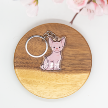 Load image into Gallery viewer, Pink Sphynx Cat Keychain Epoxy/Acrylic Keychain
