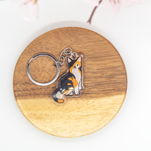 Load image into Gallery viewer, Black-Orange-White Calico Cat Keychain Epoxy/Acrylic Keychain
