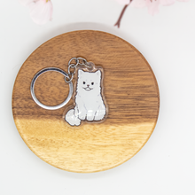 Load image into Gallery viewer, White Persian Cat Keychain Epoxy/Acrylic Keychain
