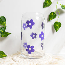 Load image into Gallery viewer, Purple Flower glass cup
