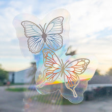 Load image into Gallery viewer, Double Butterfly Rainbow Maker Suncatcher Sticker, 4&quot;
