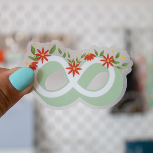 Clear infinity symbol with flowers sticker