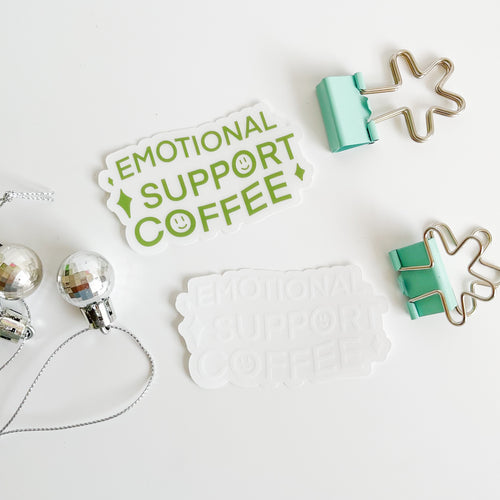 Clear emotional support coffee stickers