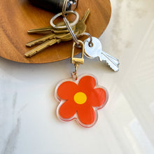 Load image into Gallery viewer, red orange retro flower acrylic keychain 
