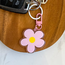 Load image into Gallery viewer, pastel pink retro flower acrylic keychain 
