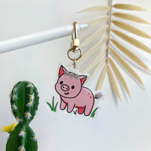 Load image into Gallery viewer, Daisy pig acrylic keychain 
