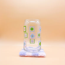 Load image into Gallery viewer, Vintage Style Flower Stamps Can Glass Cup (Lid and Straw not included)
