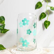 Load image into Gallery viewer, Mint Green Flower glass cup

