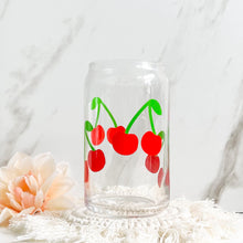 Load image into Gallery viewer, Red Cherry with green leaves glass cups
