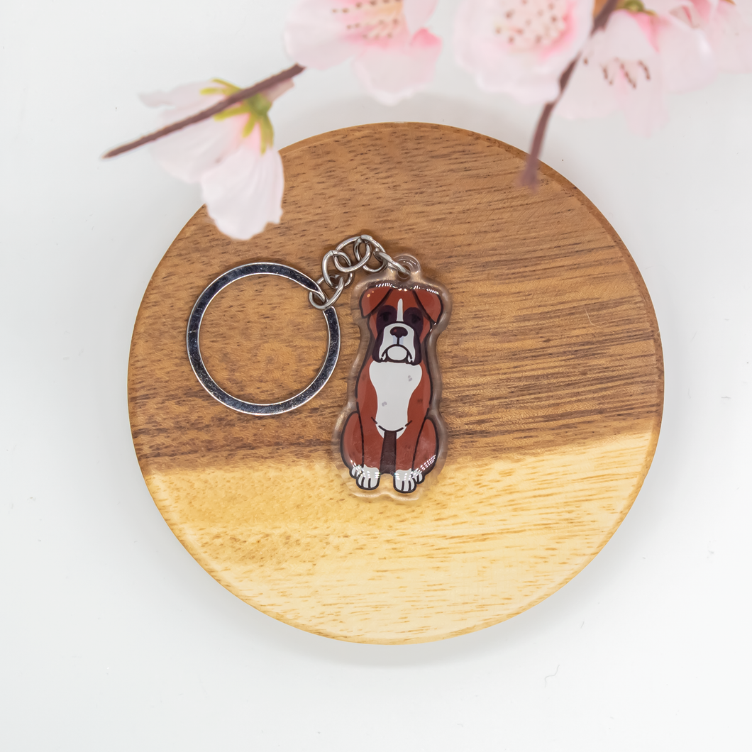 Boxer Pet Dog Keychains Epoxy/Acrylic Keychain