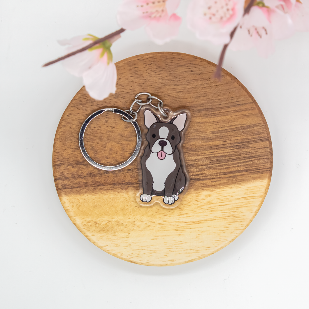 Boston Terrier Pet Dog Keychains Epoxy/Acrylic Keychain