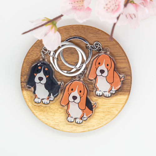 Basset Hound Pet Dog Keychains Epoxy/Acrylic Keychain