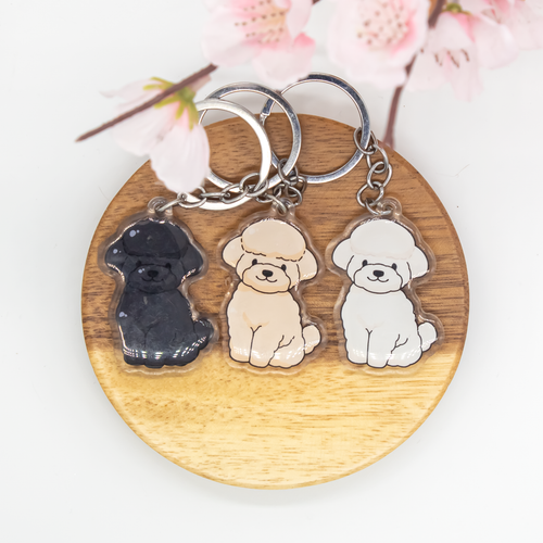 Toy Poodle Pet Dog Keychains Epoxy/Acrylic Keychain