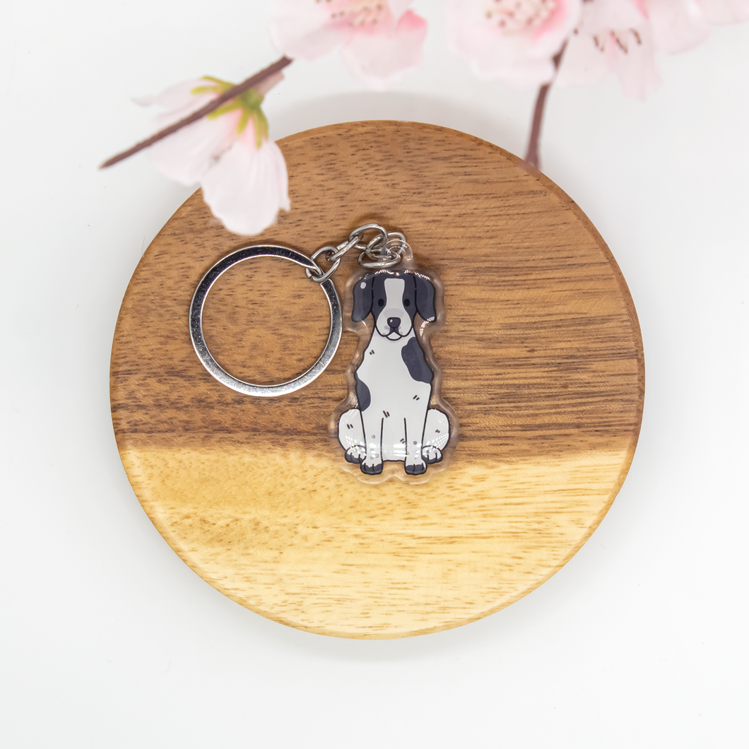 White Black Brittany Spaniel Pet Dog Keychains Epoxy/Acrylic Keychain