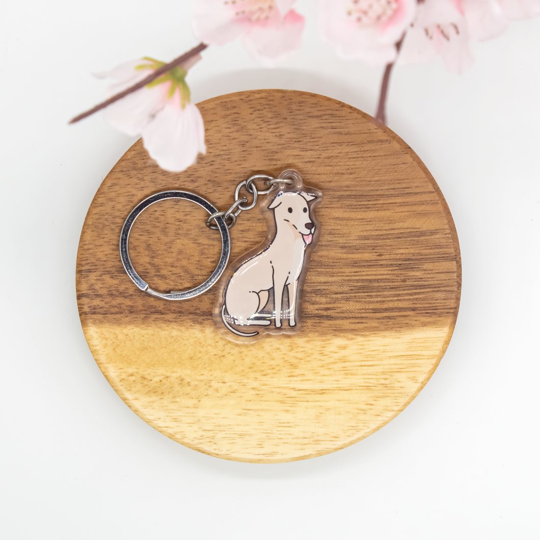 Cream Grey Hound Pet Dog Keychains Epoxy/Acrylic Keychain