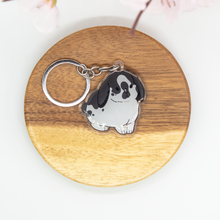 Load image into Gallery viewer, Black White Holland Lop Bunny Keychains Epoxy/Acrylic Keychain
