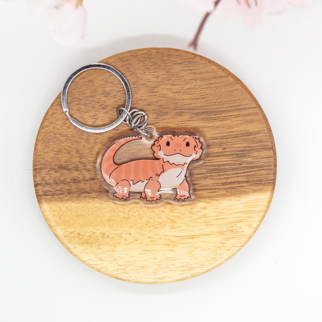 Orange Bearded Dragon Keychain Epoxy/Acrylic Keychain