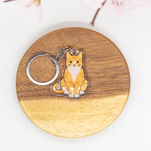 Load image into Gallery viewer, Orange Tabby Cat Keychain Epoxy/Acrylic Keychain
