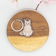 Load image into Gallery viewer, Cream Tabby Cat Keychain Epoxy/Acrylic Keychain
