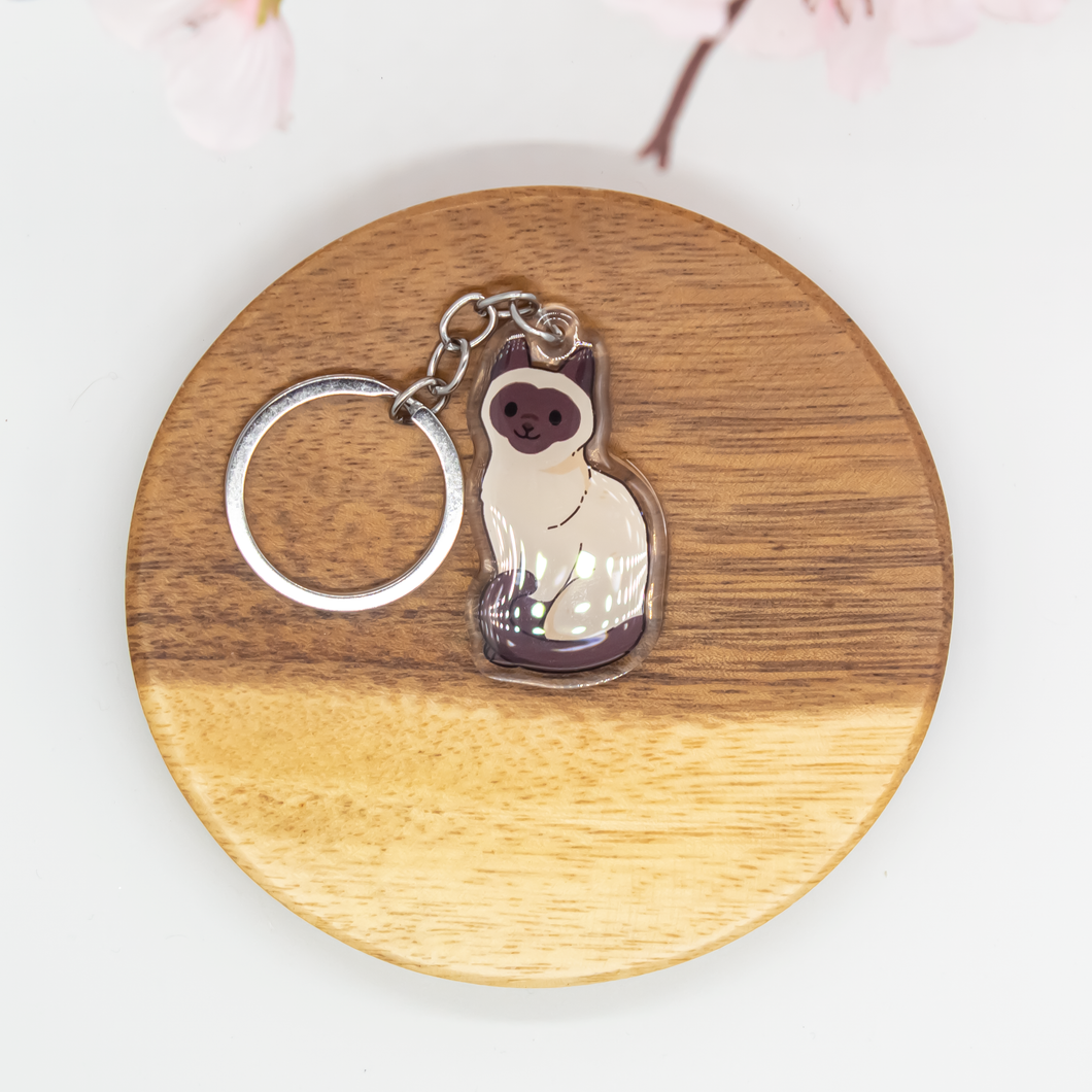 Siamese Cat Keychain Epoxy/Acrylic Keychain