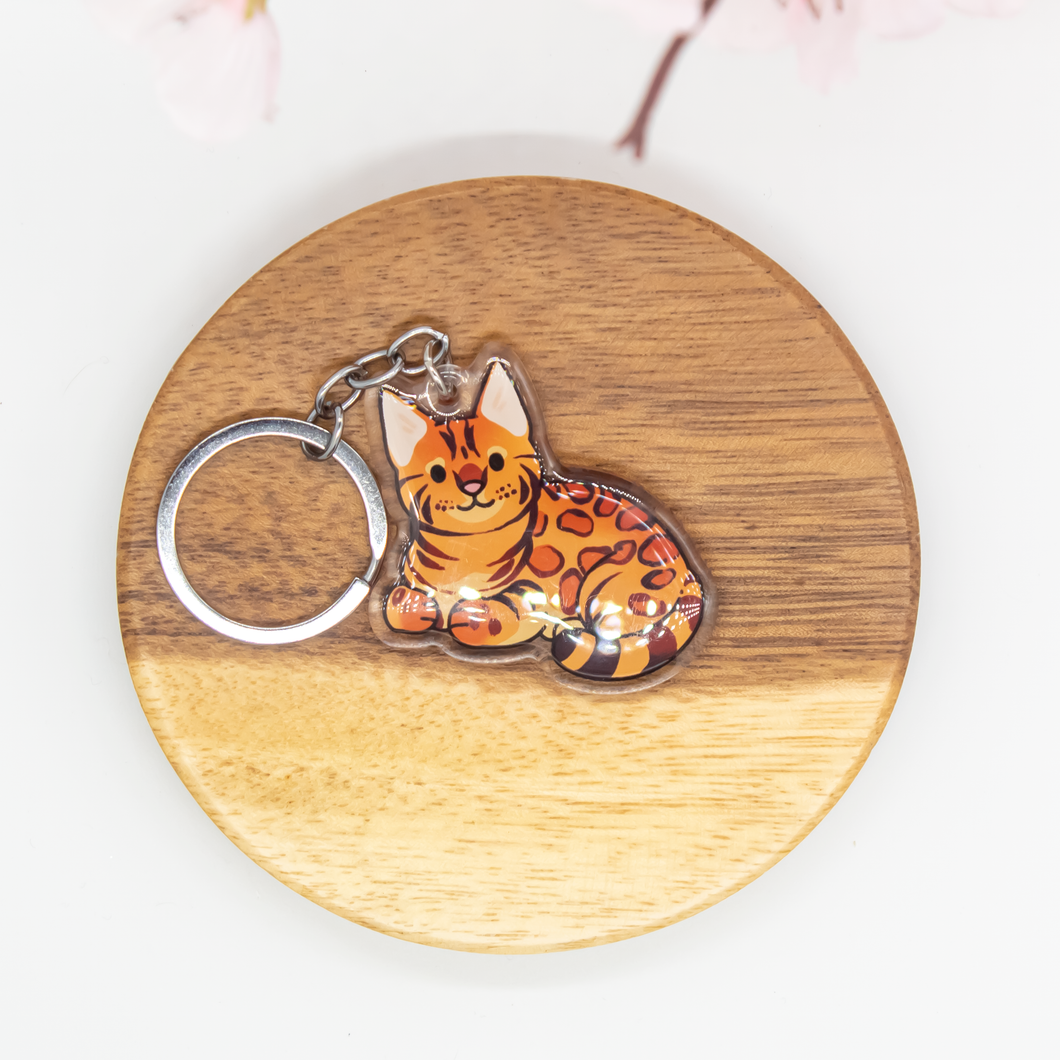 Bengal Cat Keychain Epoxy/Acrylic Keychain