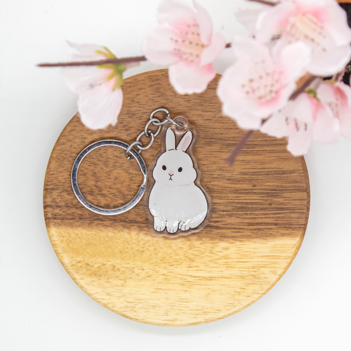 White Vienna Rabbit Epoxy/Acrylic Keychain