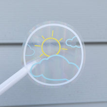 Load image into Gallery viewer, Sun and Cloud Circle Rainbow Maker Suncatcher Sticker, 3&quot; x 3&quot;
