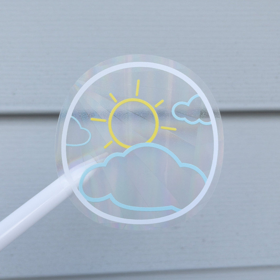 Sun and Cloud Circle Rainbow Maker Suncatcher Sticker, 3