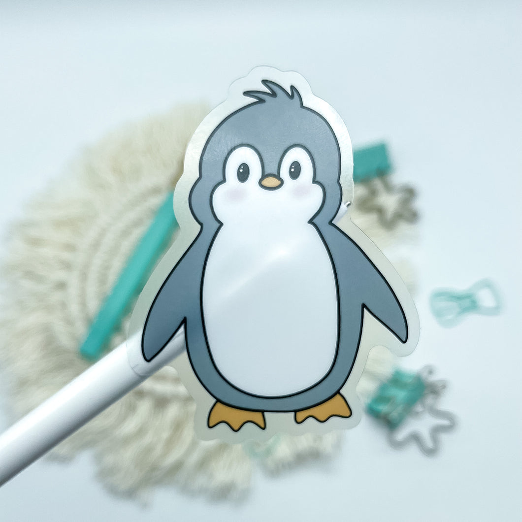 CLEAR Penguin Sticker
