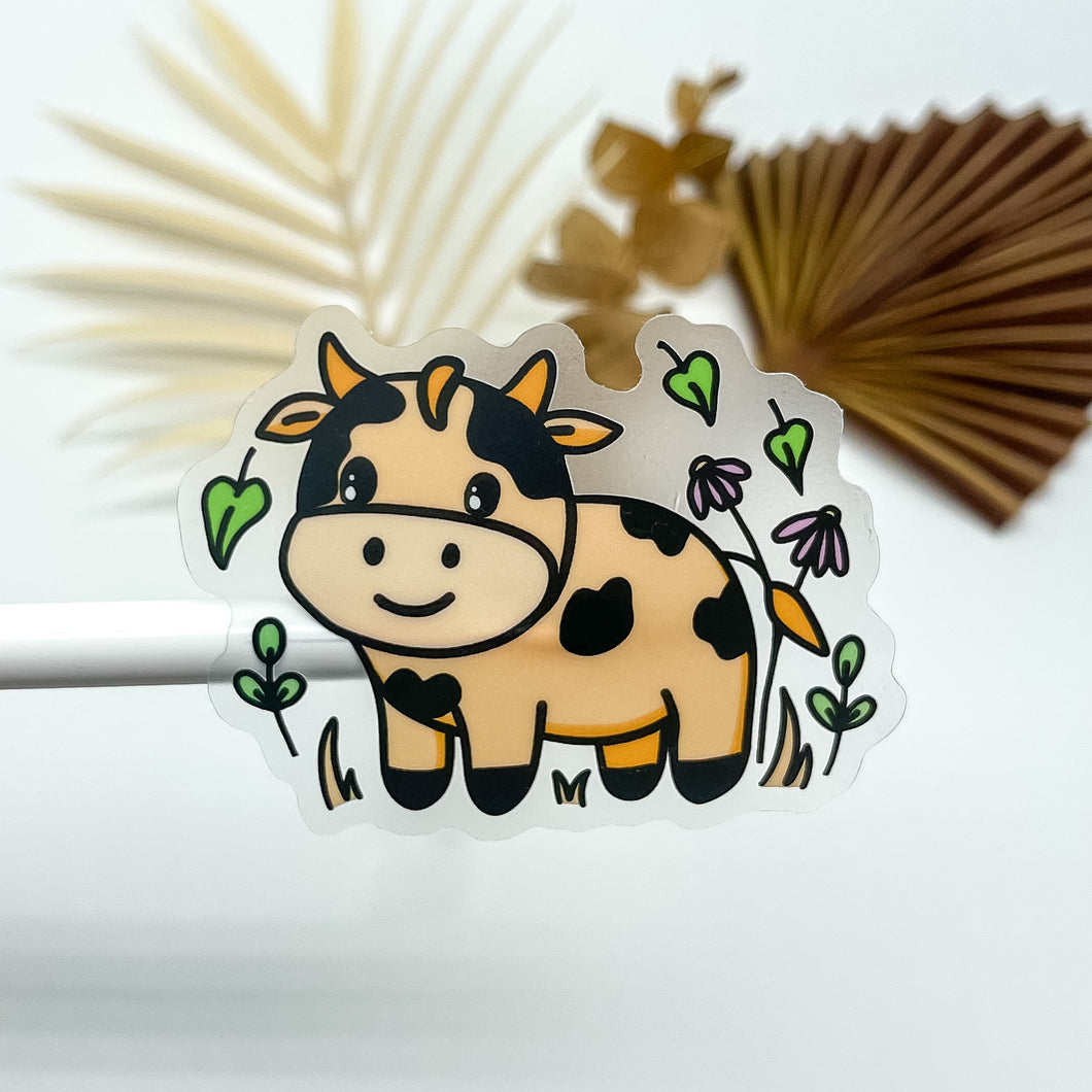 CLEAR Cozy Cow Sticker