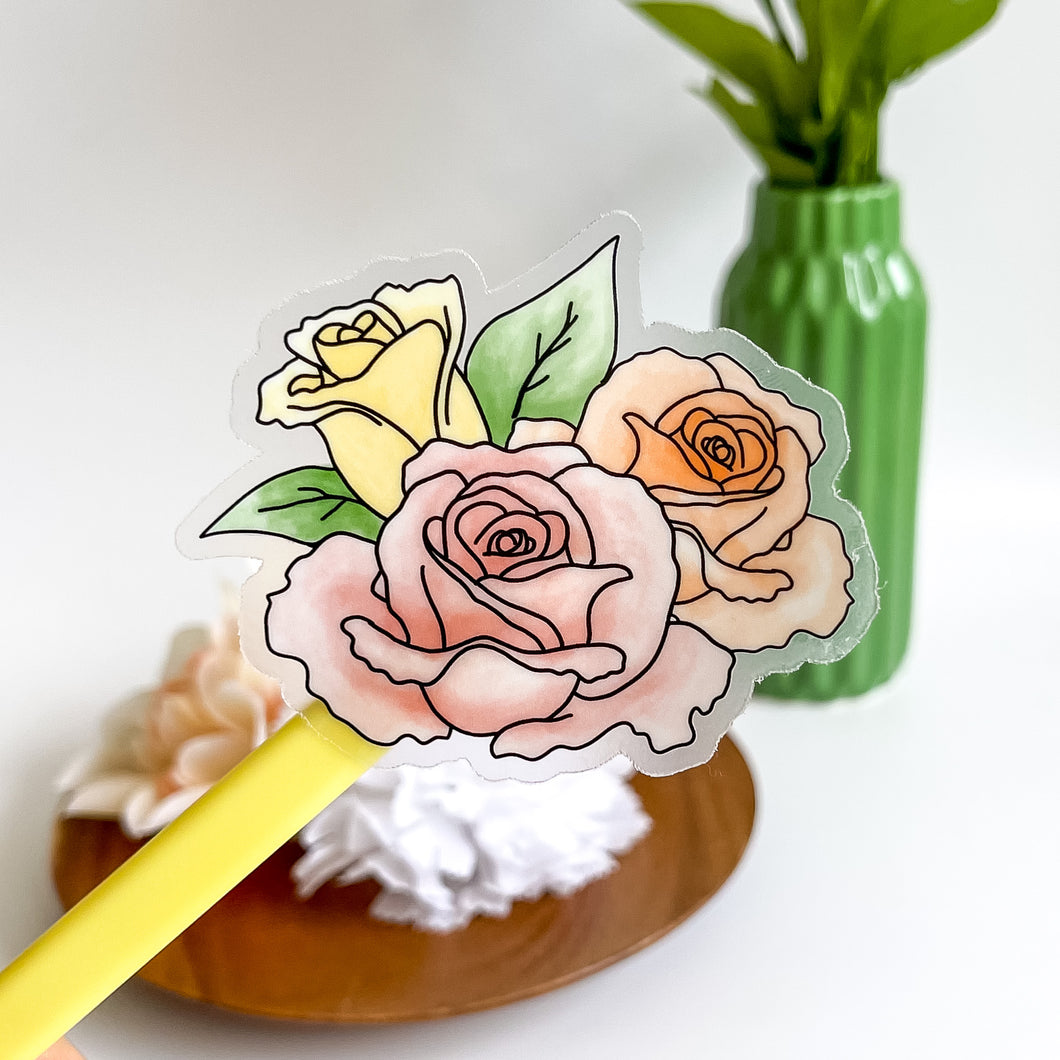 CLEAR Watercolor Floral Sticker