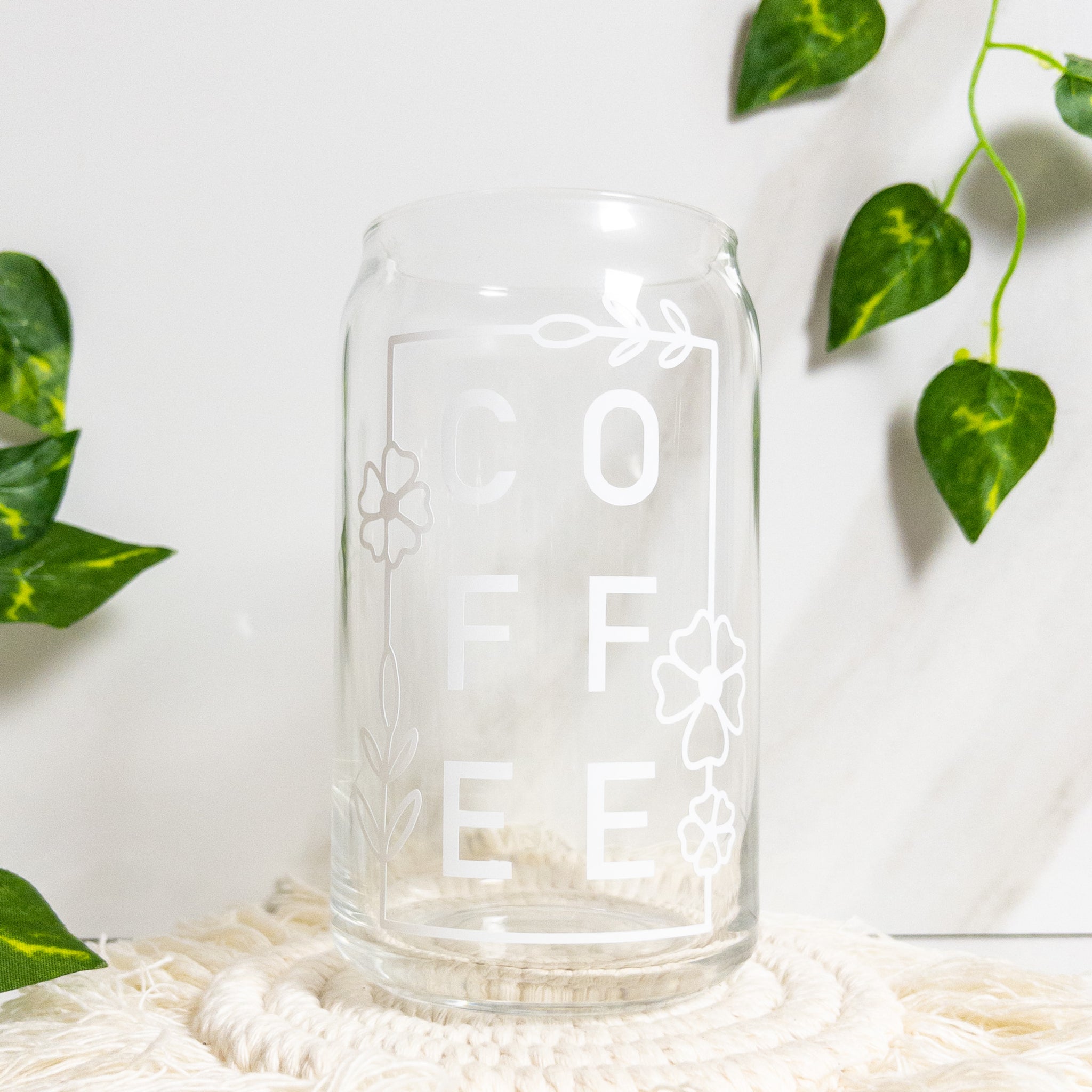 Coffee Flower Can Glass Cup (Lid and Straw not included) – TunDragomir