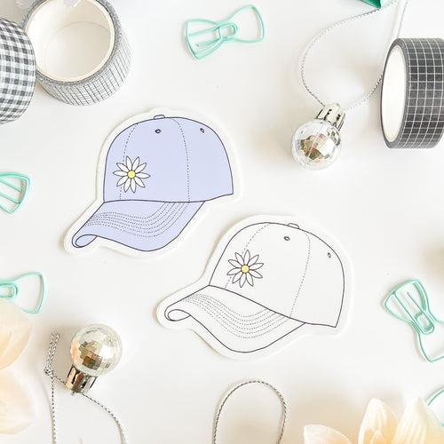 Violet and White Daisy Hat sticker