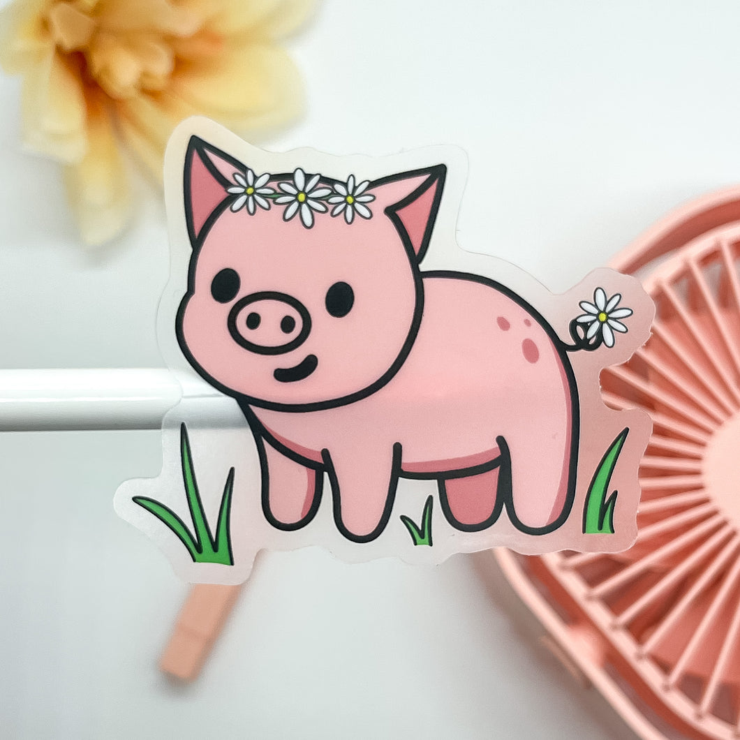 CLEAR Daisy Pig Sticker