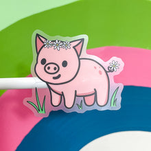 Load image into Gallery viewer, CLEAR Daisy Pig Sticker
