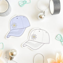 Load image into Gallery viewer, Blue and White daisy hat stickers
