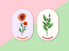 Load image into Gallery viewer, The Birth Month Flower Stickers - November and December
