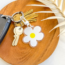 Load image into Gallery viewer, White retro flower acrylic keychain 
