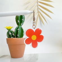 Load image into Gallery viewer, Red orange flower acrylic keyring 
