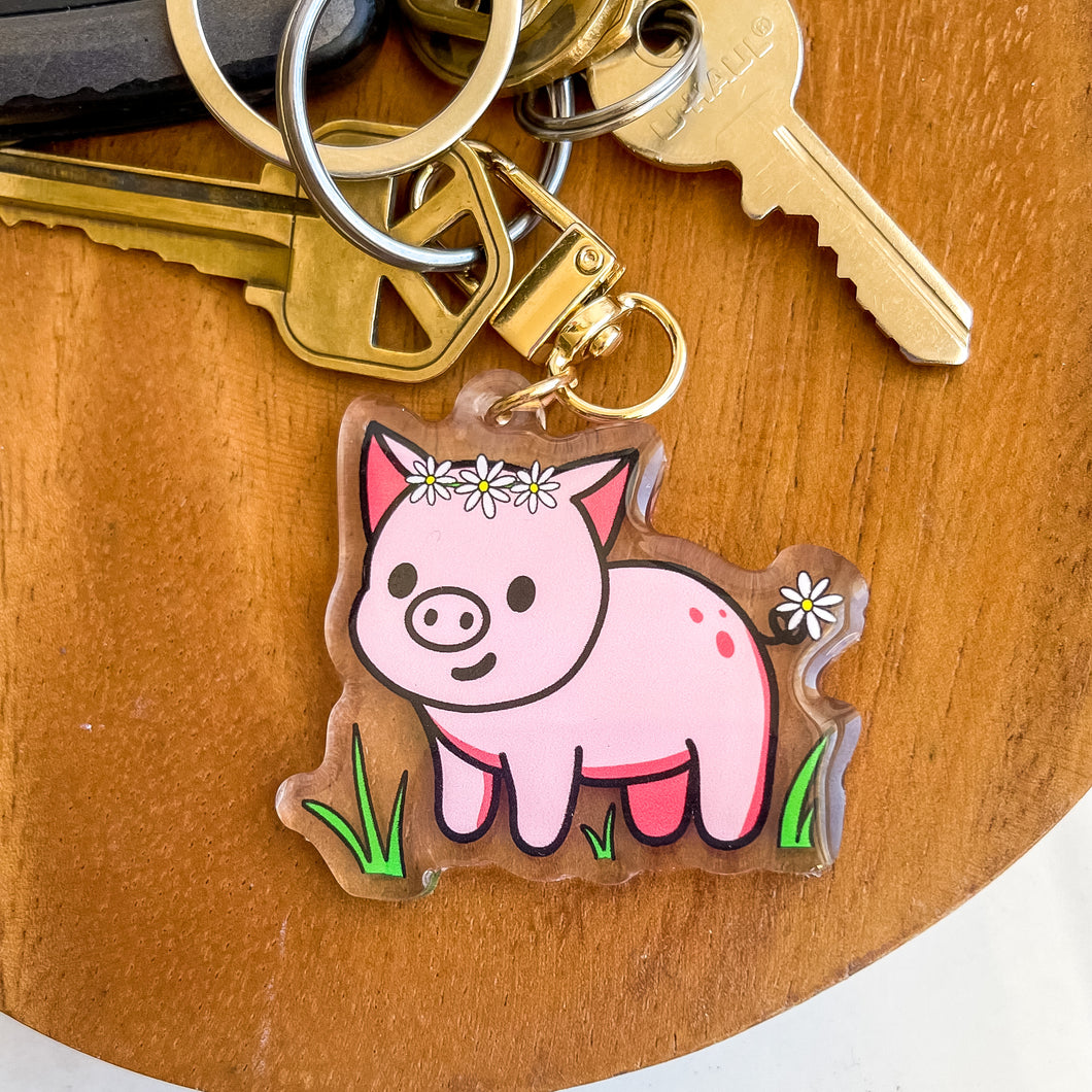 Daisy pig acrylic keychain 