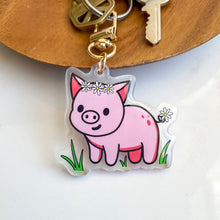 Load image into Gallery viewer, Daisy pig acrylic keychain 
