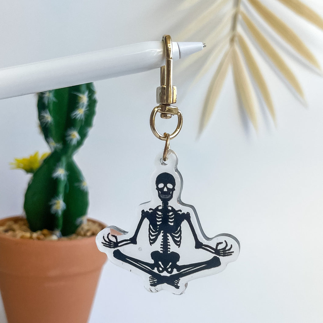 Sitting Yoga Skeleton Acrylic Keychain