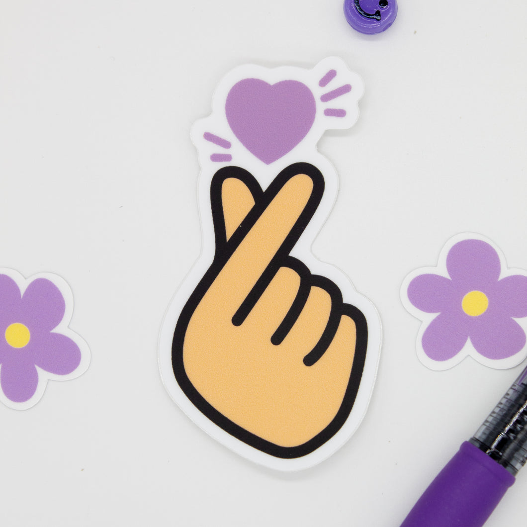 Purple Korean Finger Heart Sticker