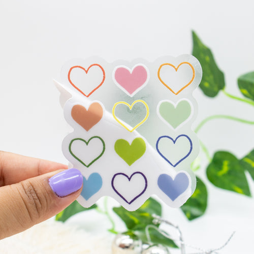 Hearts in rainbow color sticker